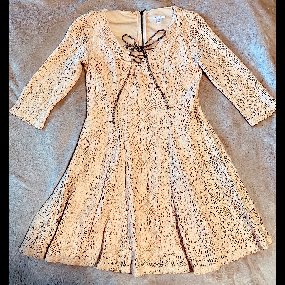 Summer Dress Pink Lace size XS 3/4 Sleeve Women Junior